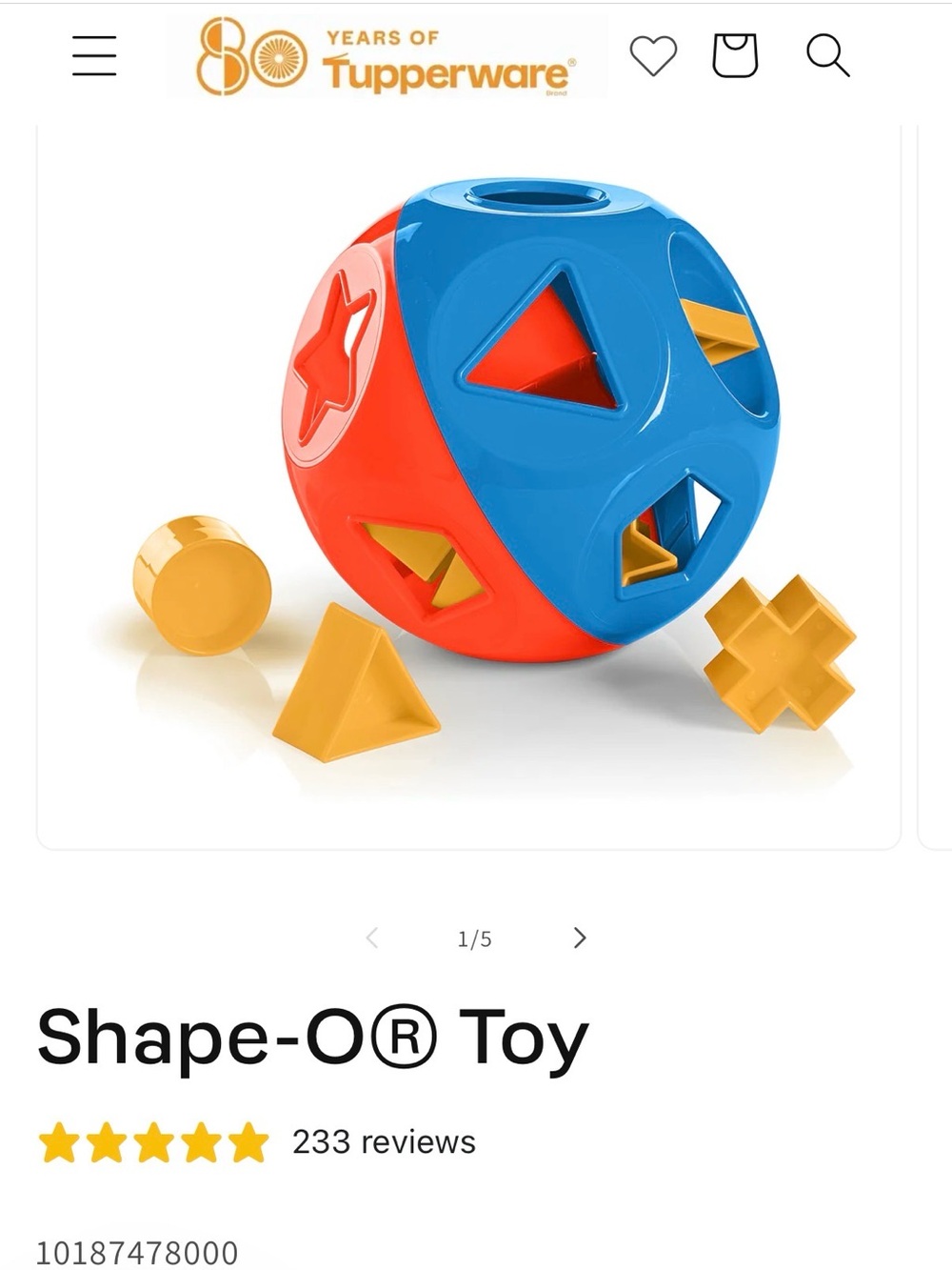 Tupperware Shape Sorting Ball in Blue, Red & Yellow